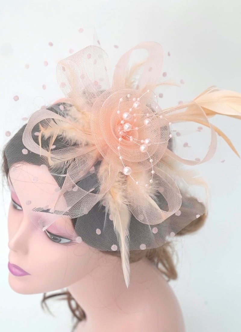 HIWIND Store Fascinators Hat Women Tea Party Headband Flower Cocktail Mesh Feathers Hair Clip Kentucky Derby Hat Wedding - Image 4